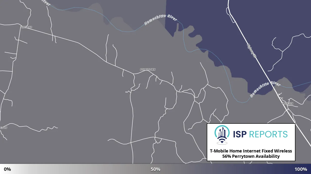Perrytown, MS map of internet availability