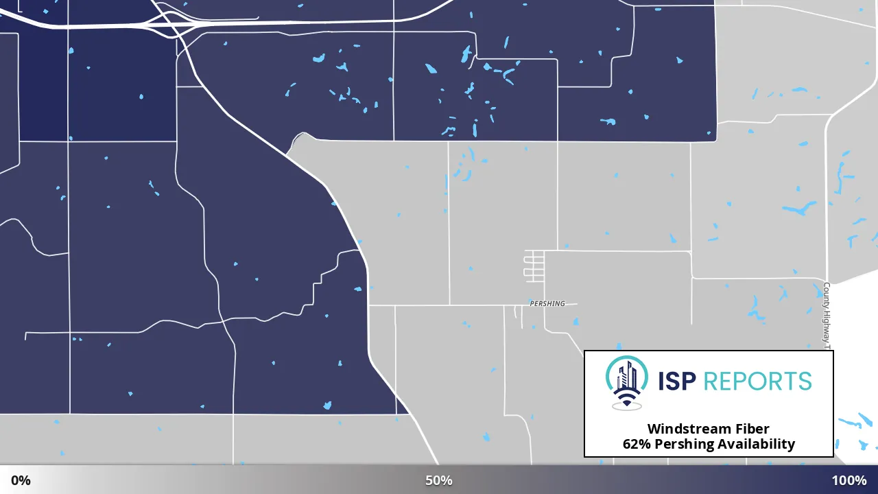 Pershing, IA map of internet availability