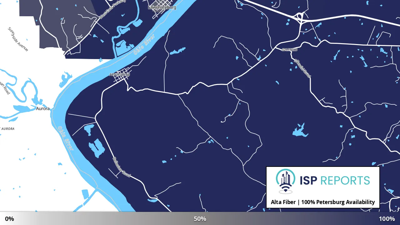 Petersburg, KY map of internet availability