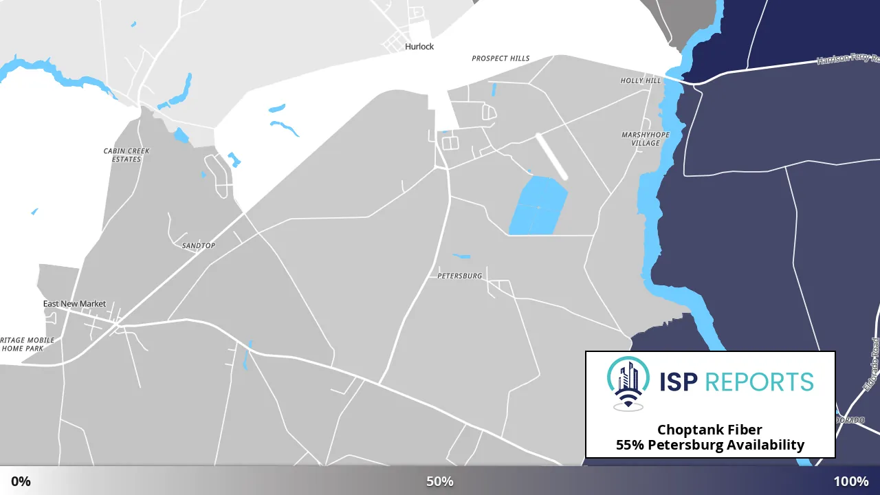 Petersburg, MD map of internet availability