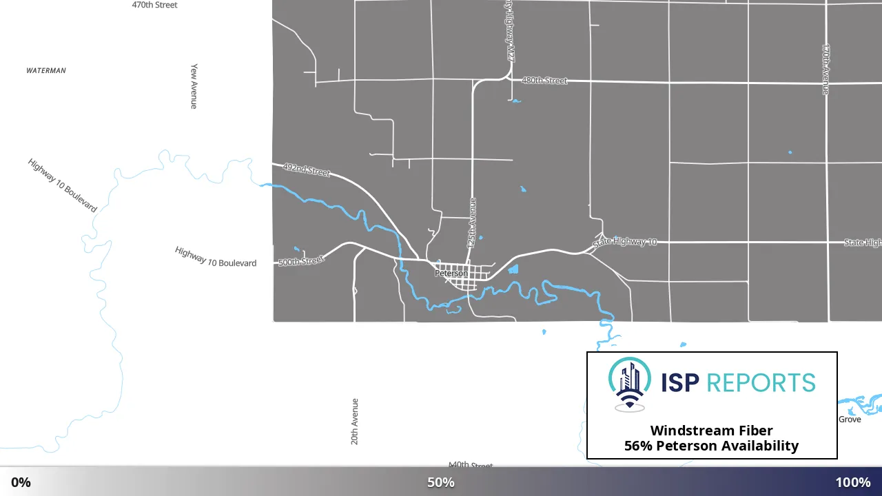 Peterson, IA map of internet availability