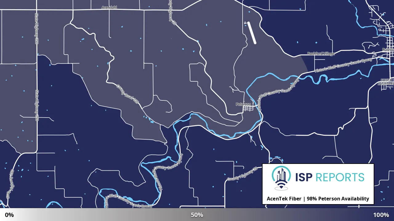 Peterson, MN map of internet availability