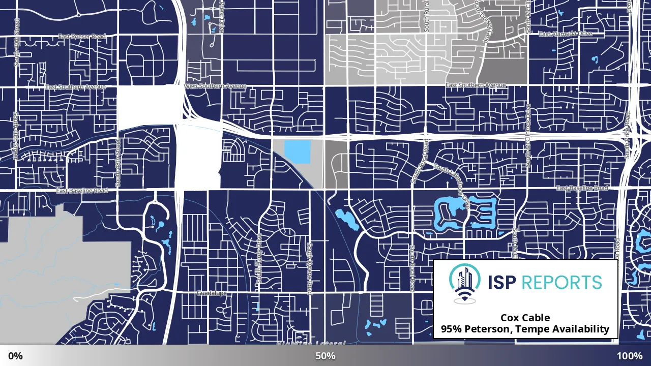 Peterson, Tempe, AZ map of internet availability