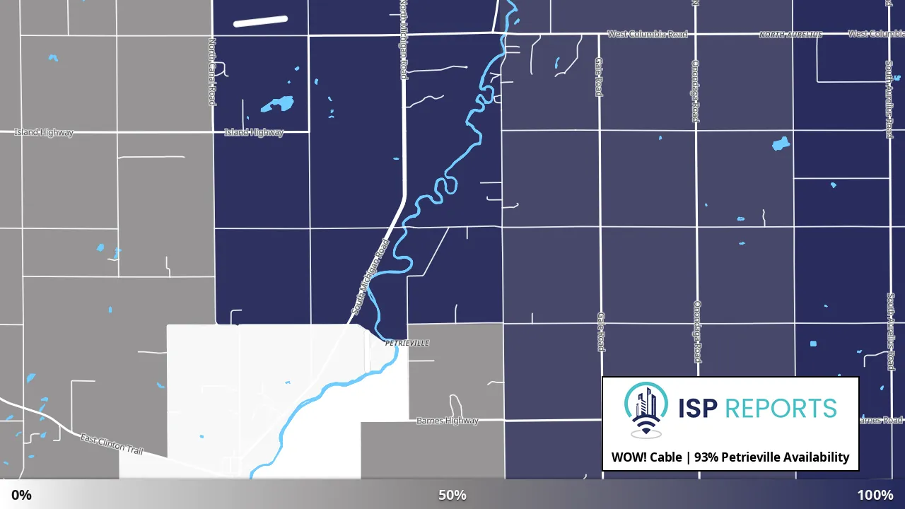 Petrieville, MI map of internet availability