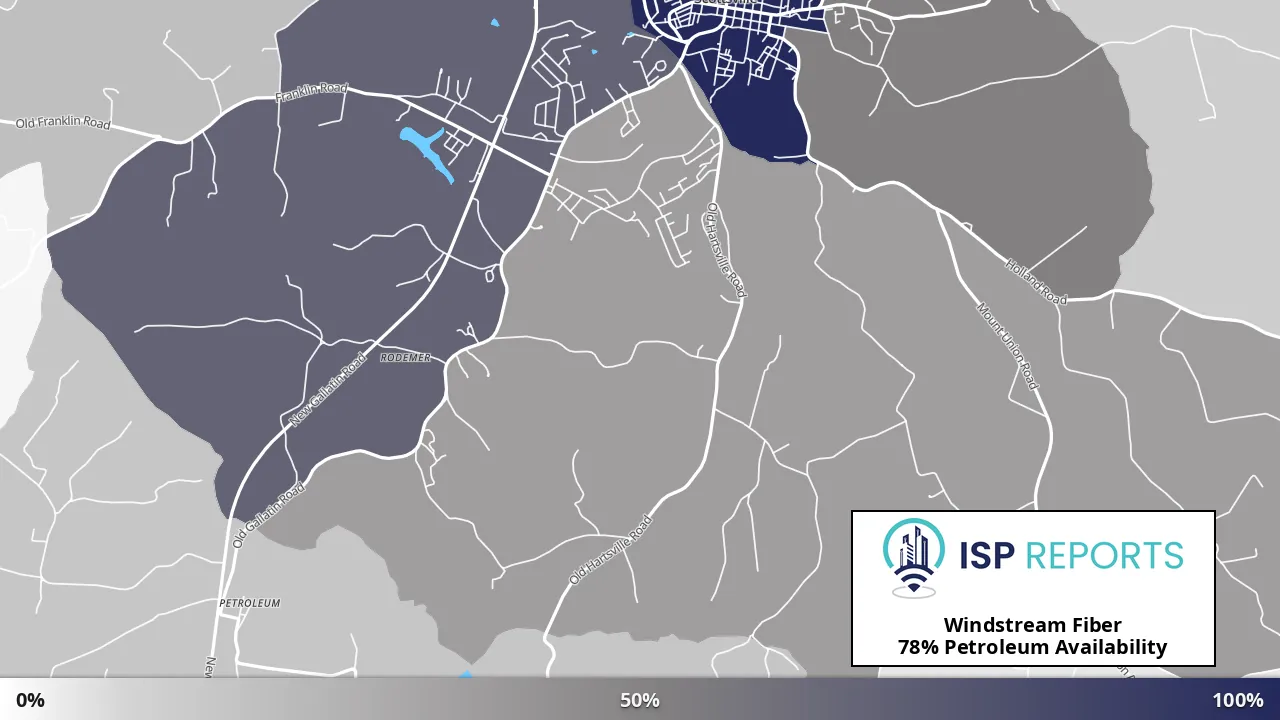 Petroleum, KY map of internet availability
