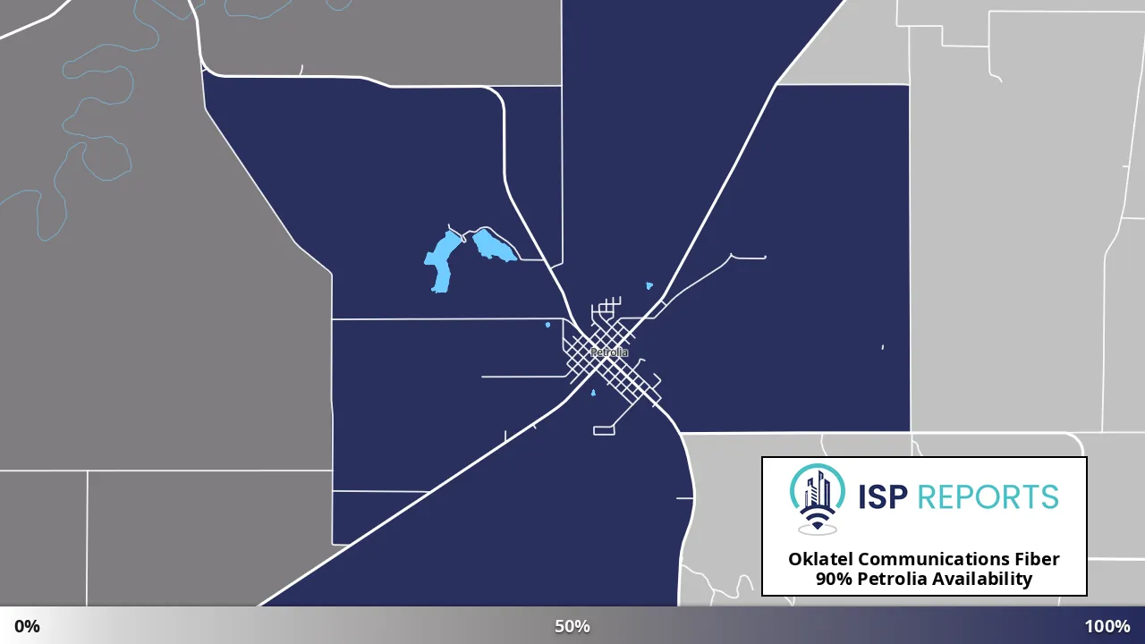 Petrolia, TX map of internet availability