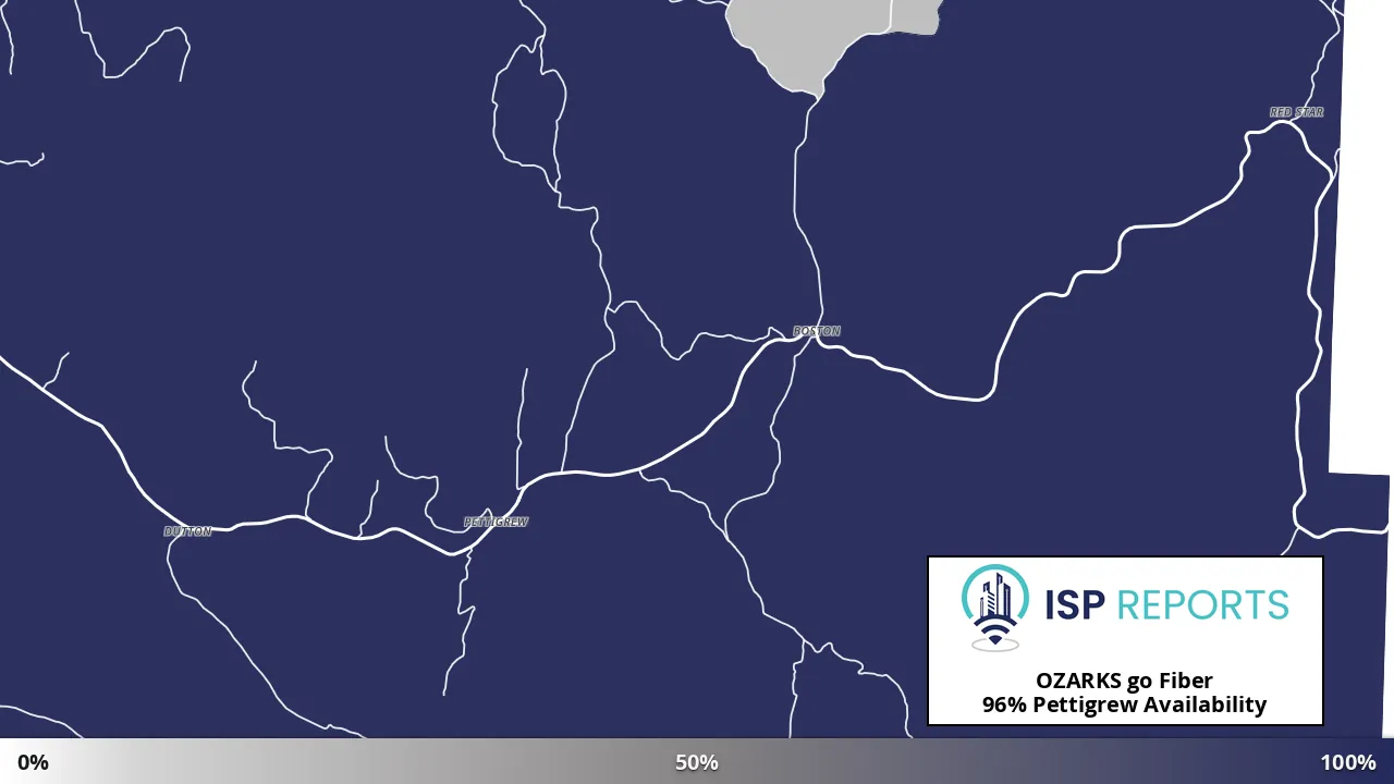 Pettigrew, AR map of internet availability