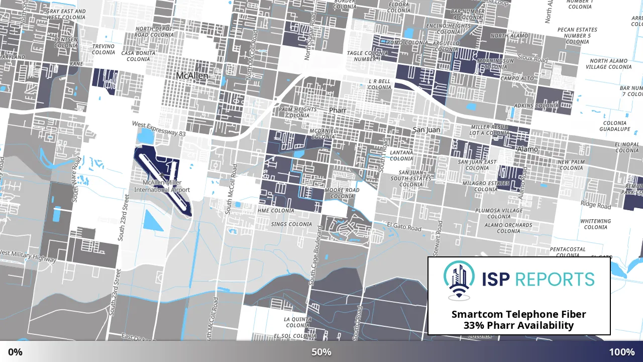 Pharr, TX map of internet availability