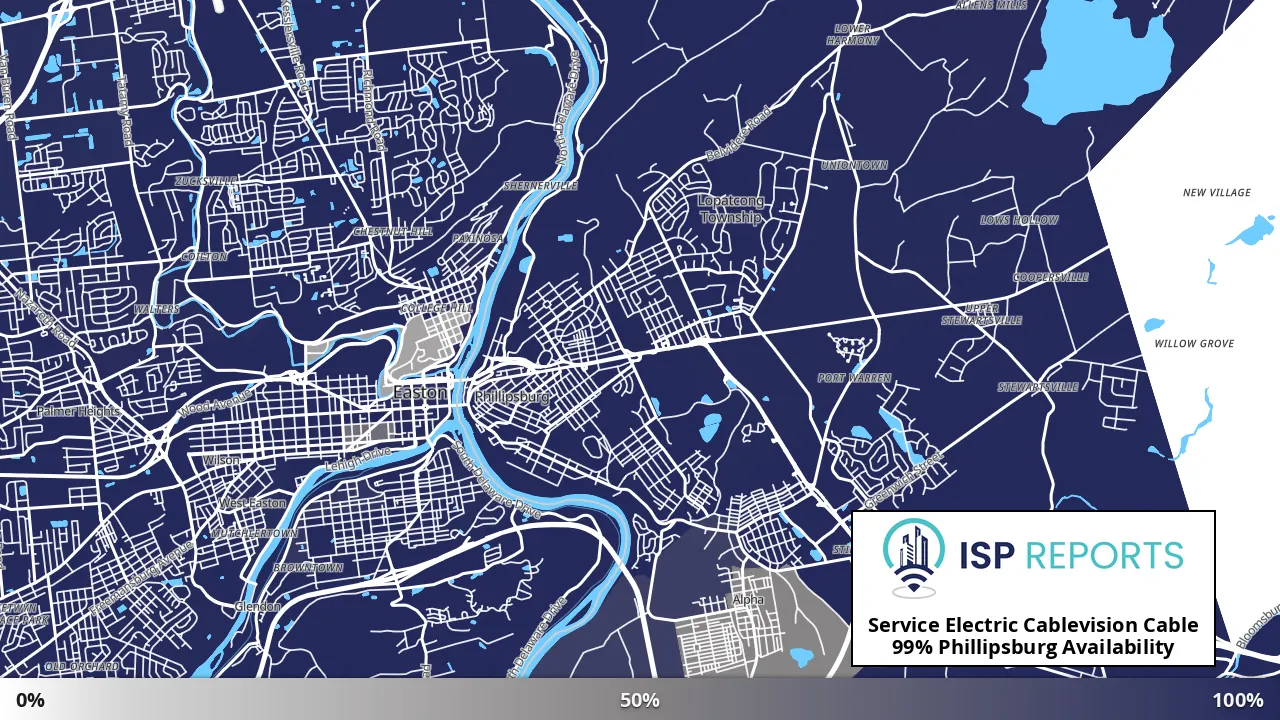 Phillipsburg, NJ map of internet availability