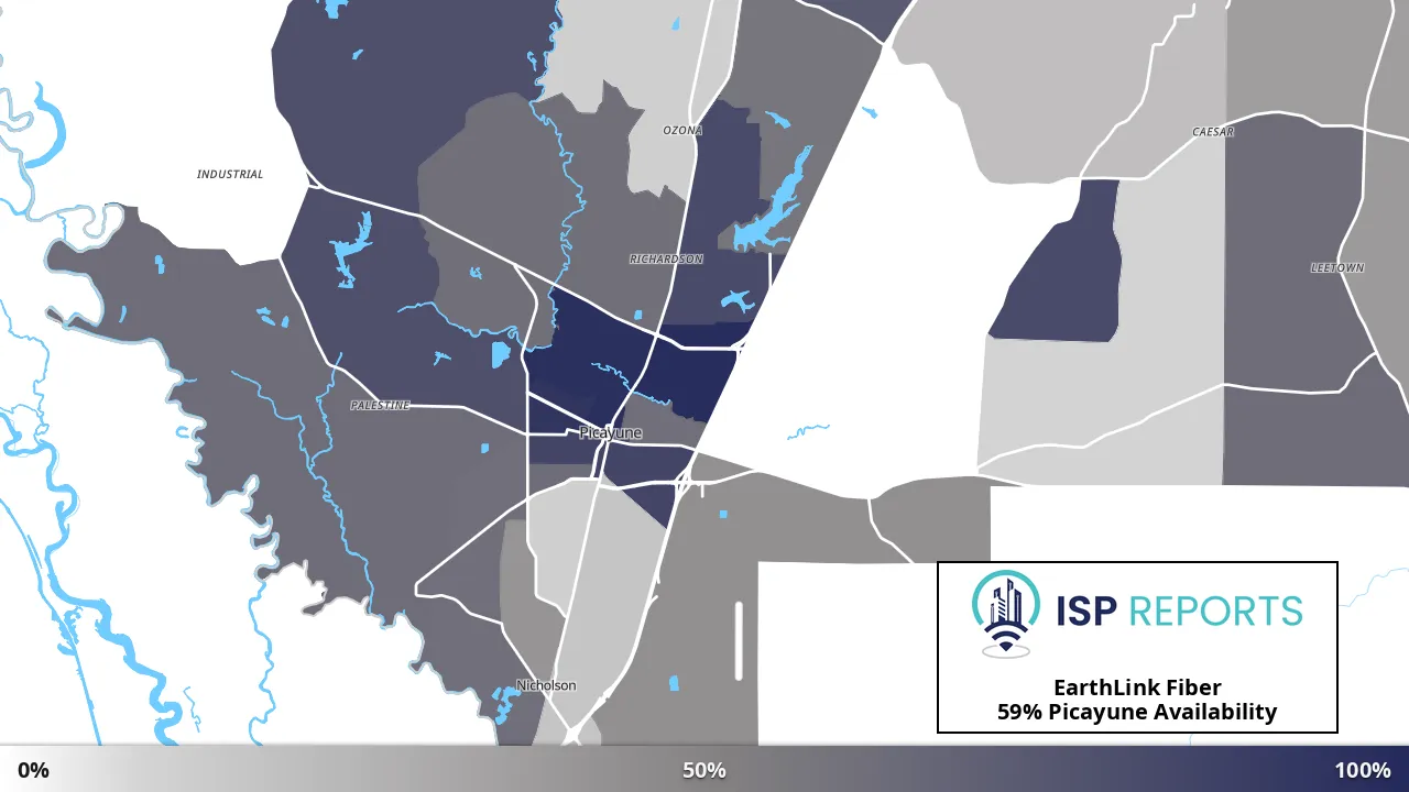 Picayune, MS map of internet availability