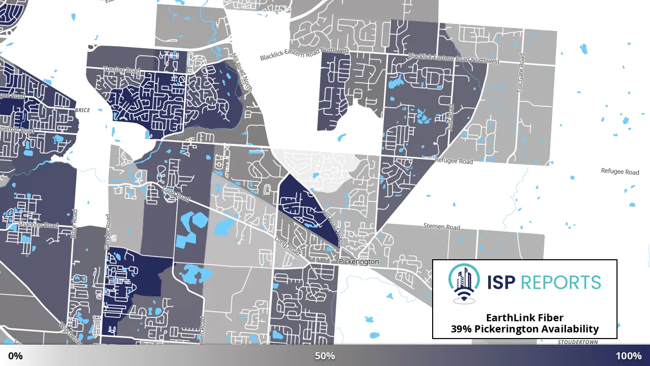 Pickerington, OH map of internet availability