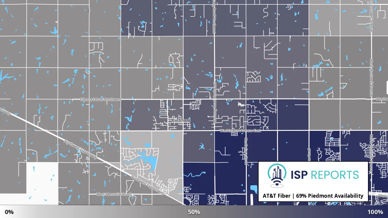 Piedmont, OK map of internet availability