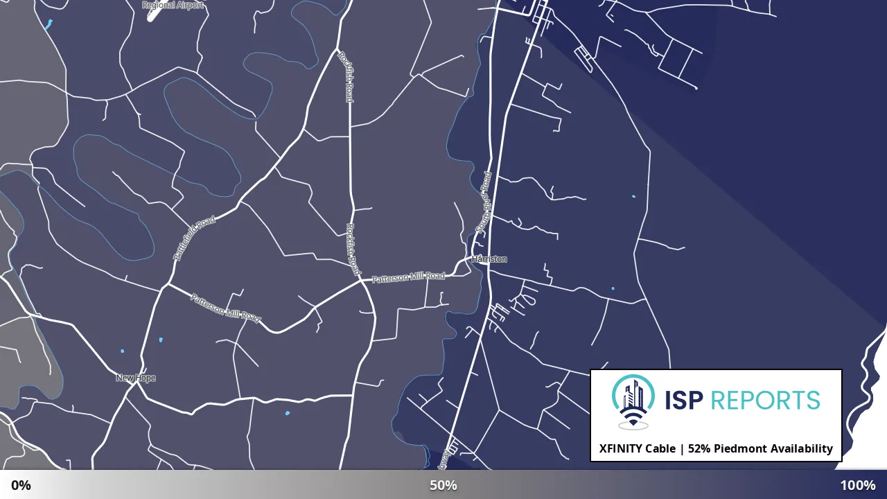 Piedmont, VA map of internet availability