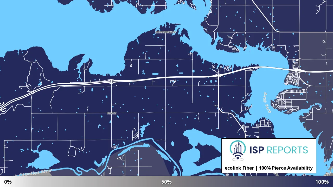 Pierce, OK map of internet availability