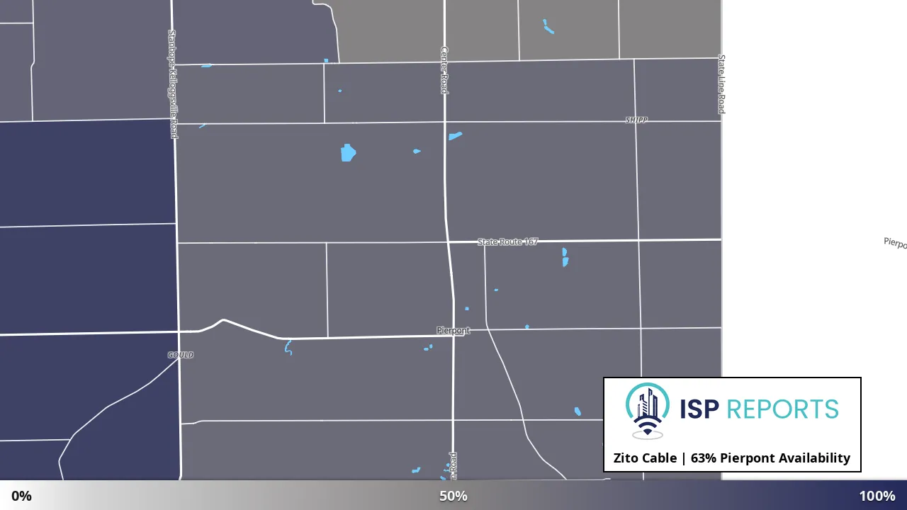 Pierpont, OH map of internet availability