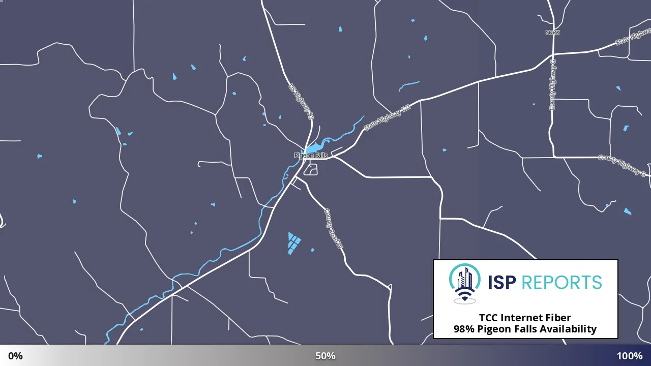 Pigeon Falls, WI map of internet availability