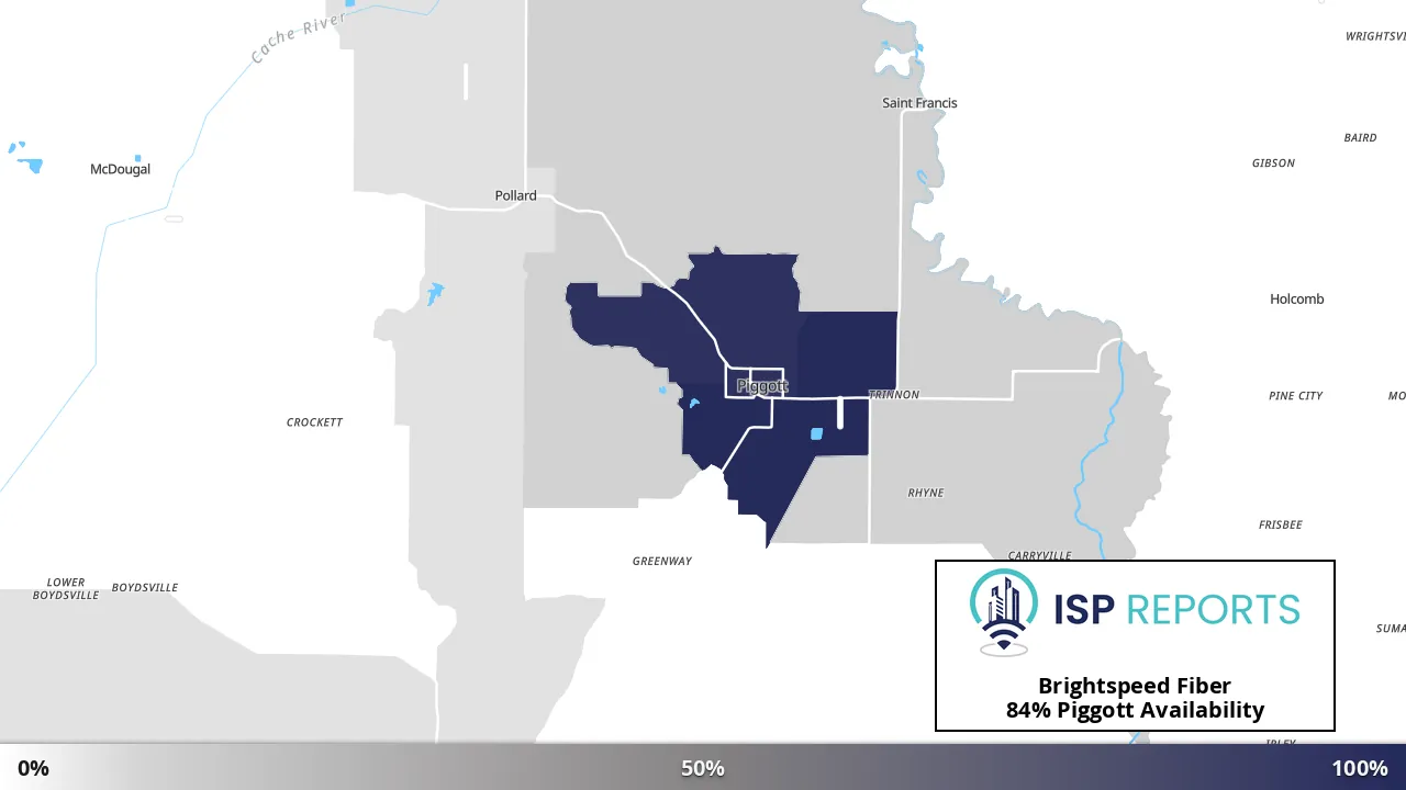 Piggott, AR map of internet availability