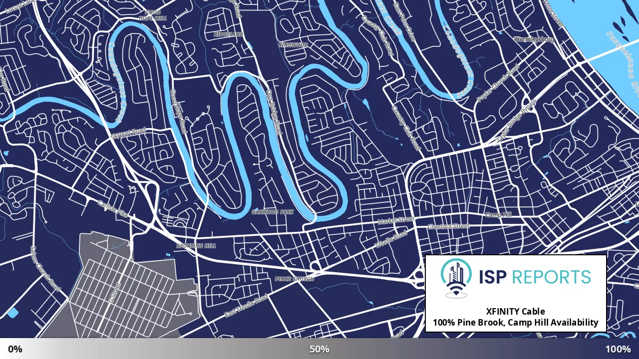 Pine Brook, Camp Hill, PA map of internet availability