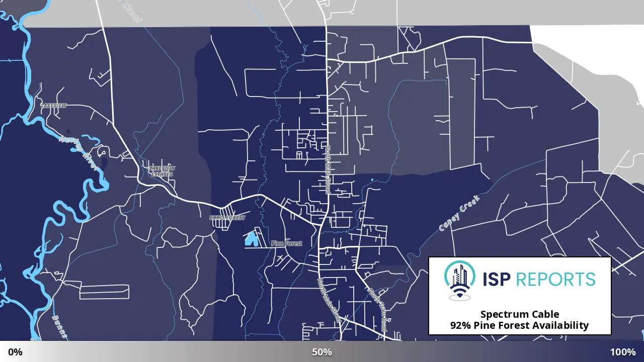 Pine Forest, TX map of internet availability