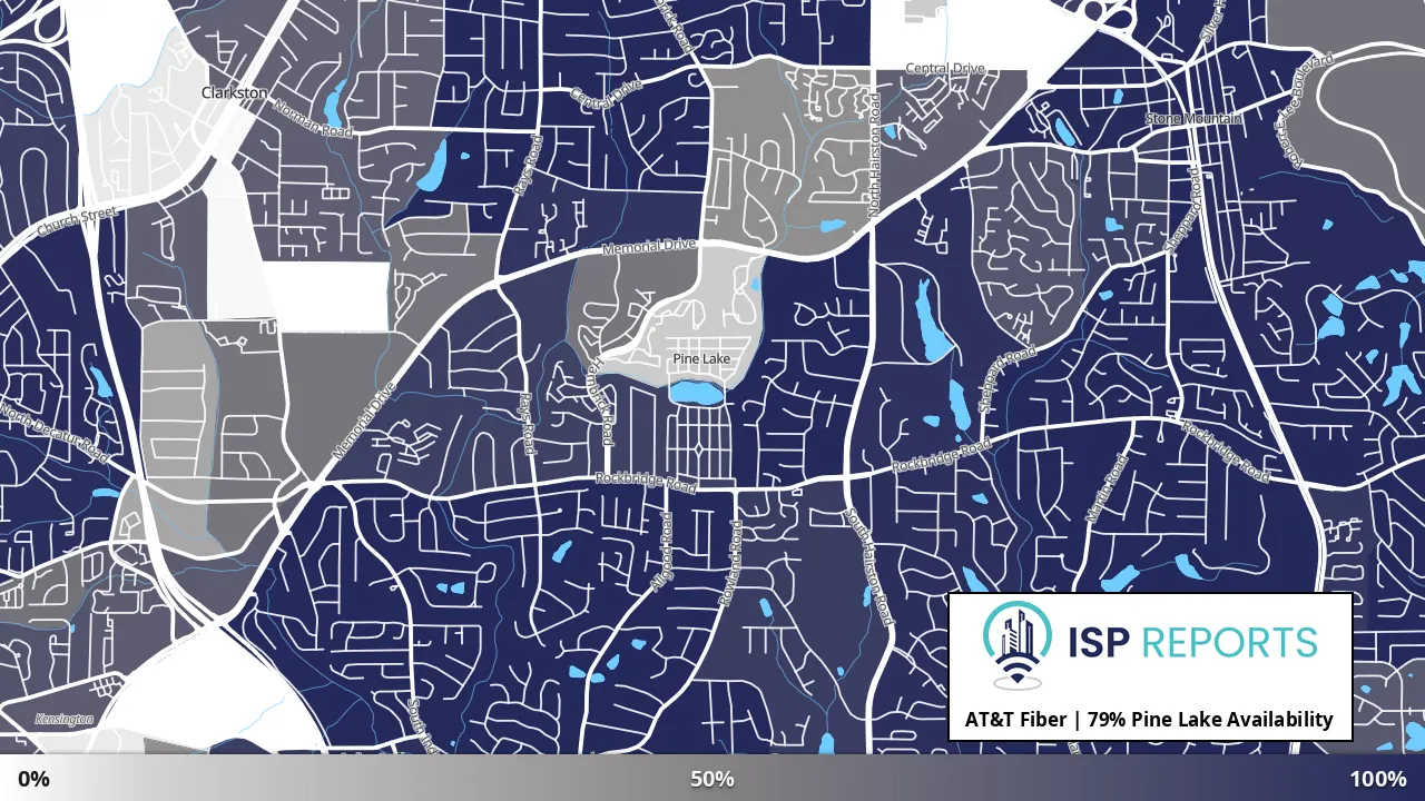 Pine Lake, GA map of internet availability