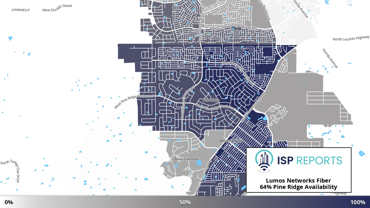 Pine Ridge, FL map of internet availability