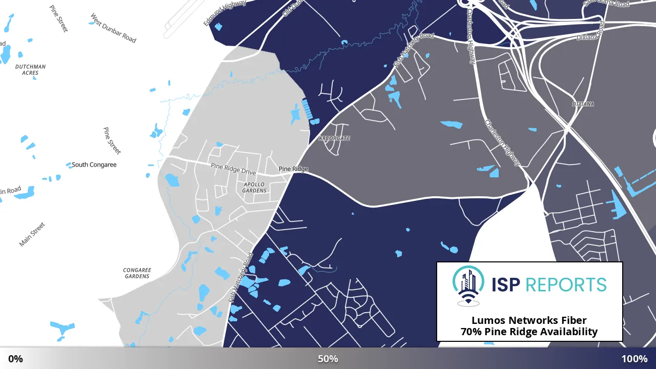 Pine Ridge, SC map of internet availability