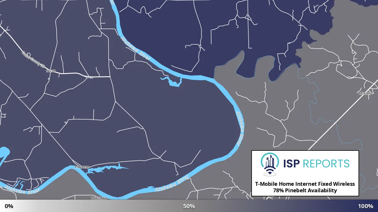 Pinebelt, AL map of internet availability