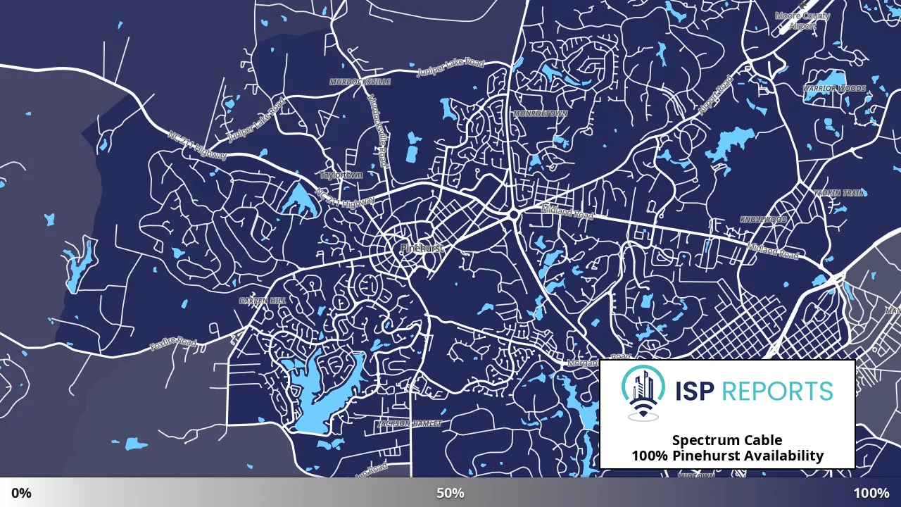 Pinehurst, NC map of internet availability