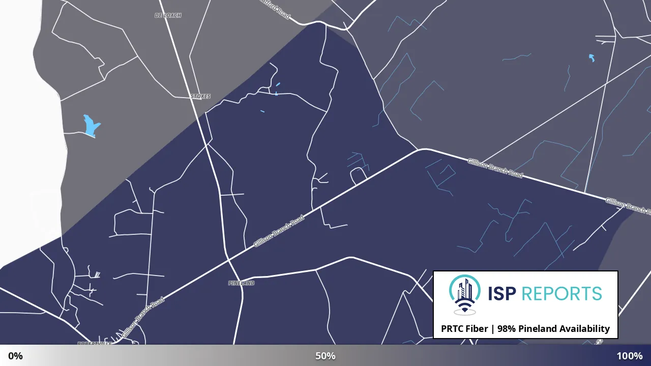 Pineland, SC map of internet availability