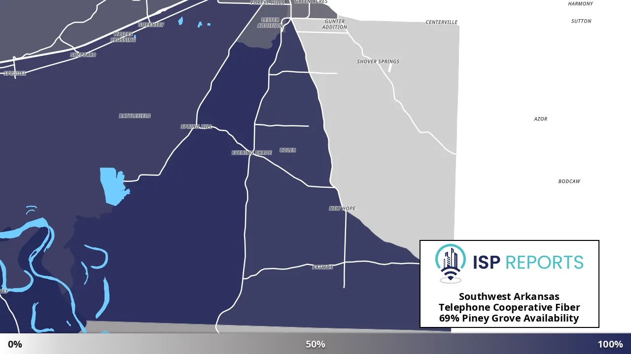 Piney Grove, AR map of internet availability