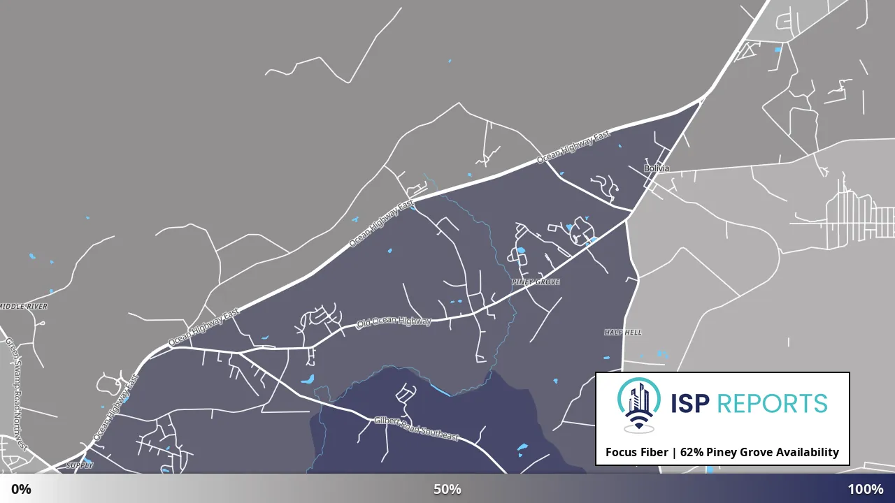 Piney Grove, NC map of internet availability
