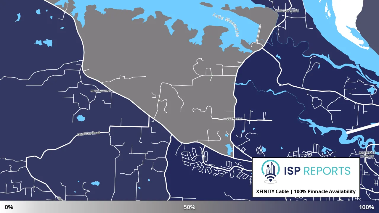 Pinnacle, AR map of internet availability