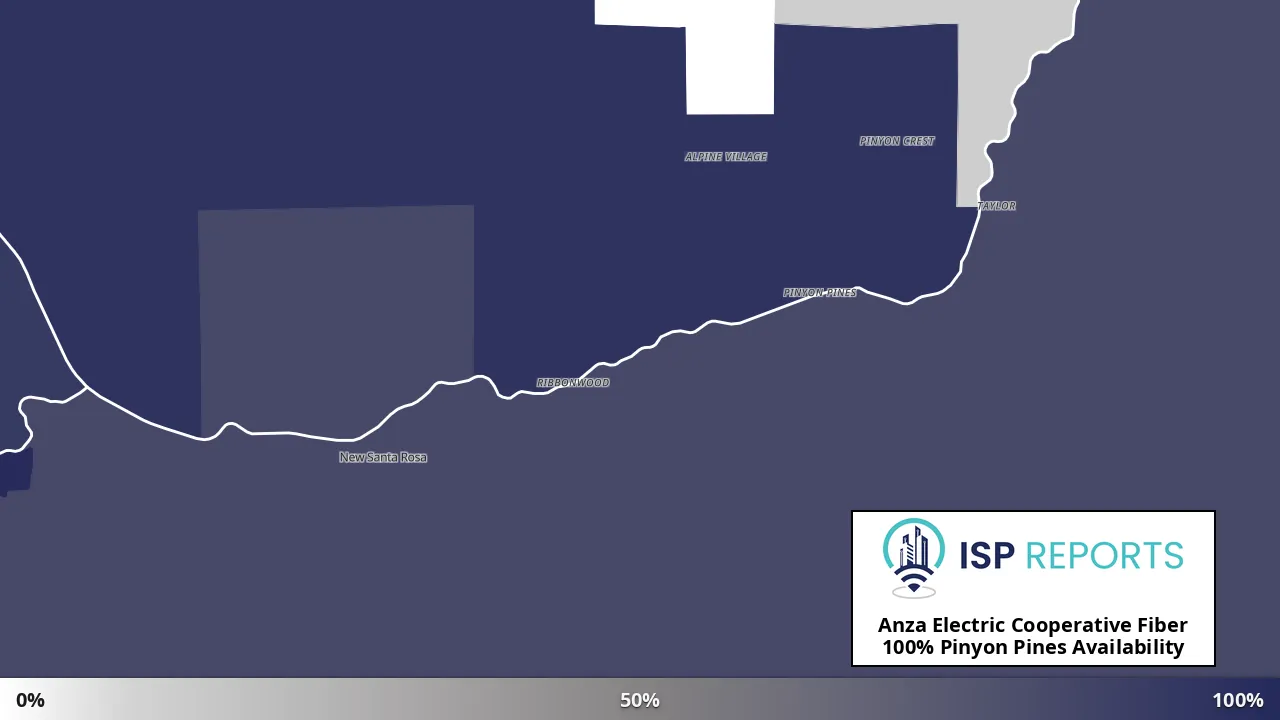 Pinyon Pines, CA map of internet availability