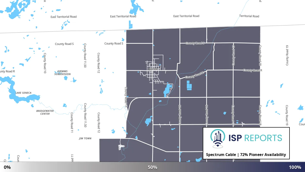 Pioneer, OH map of internet availability