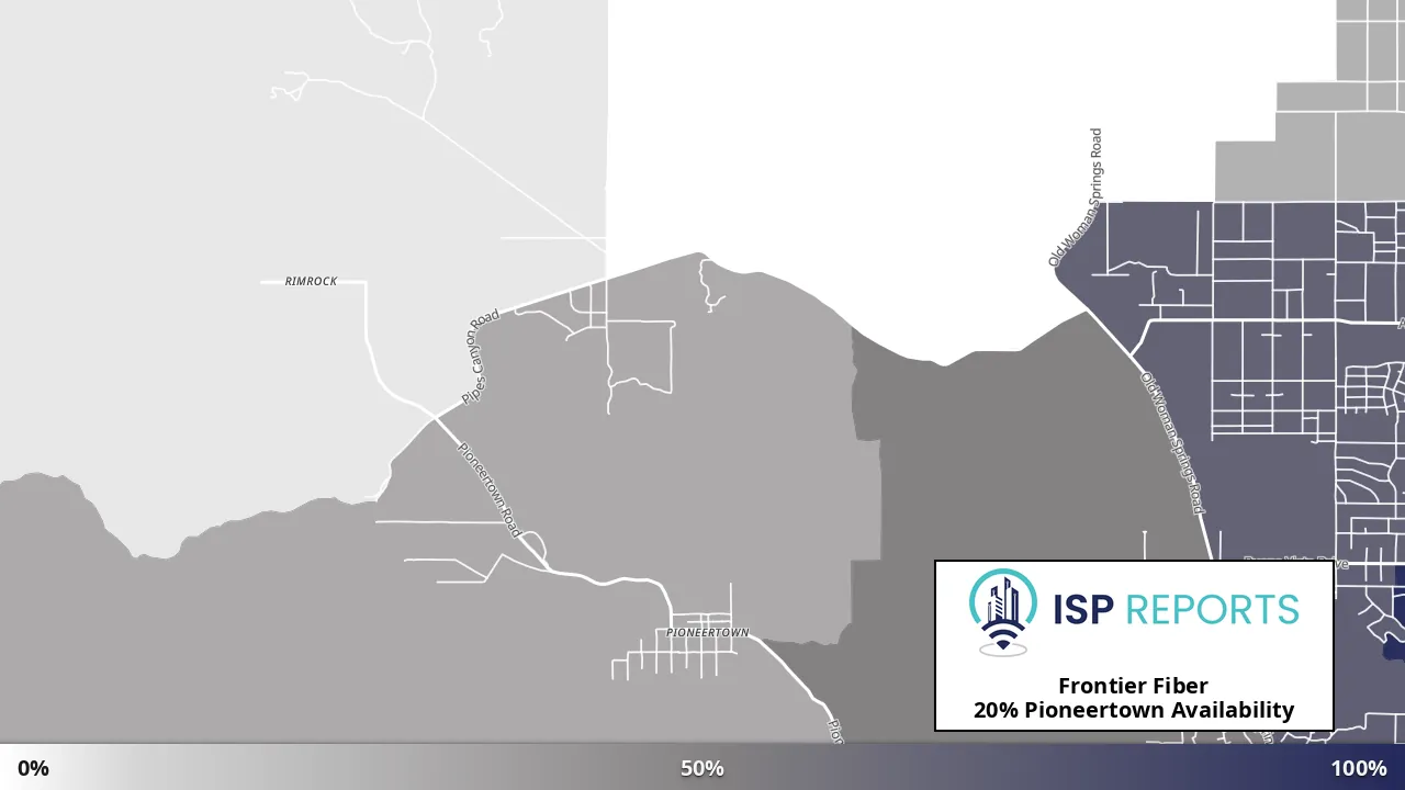 Pioneertown, CA map of internet availability