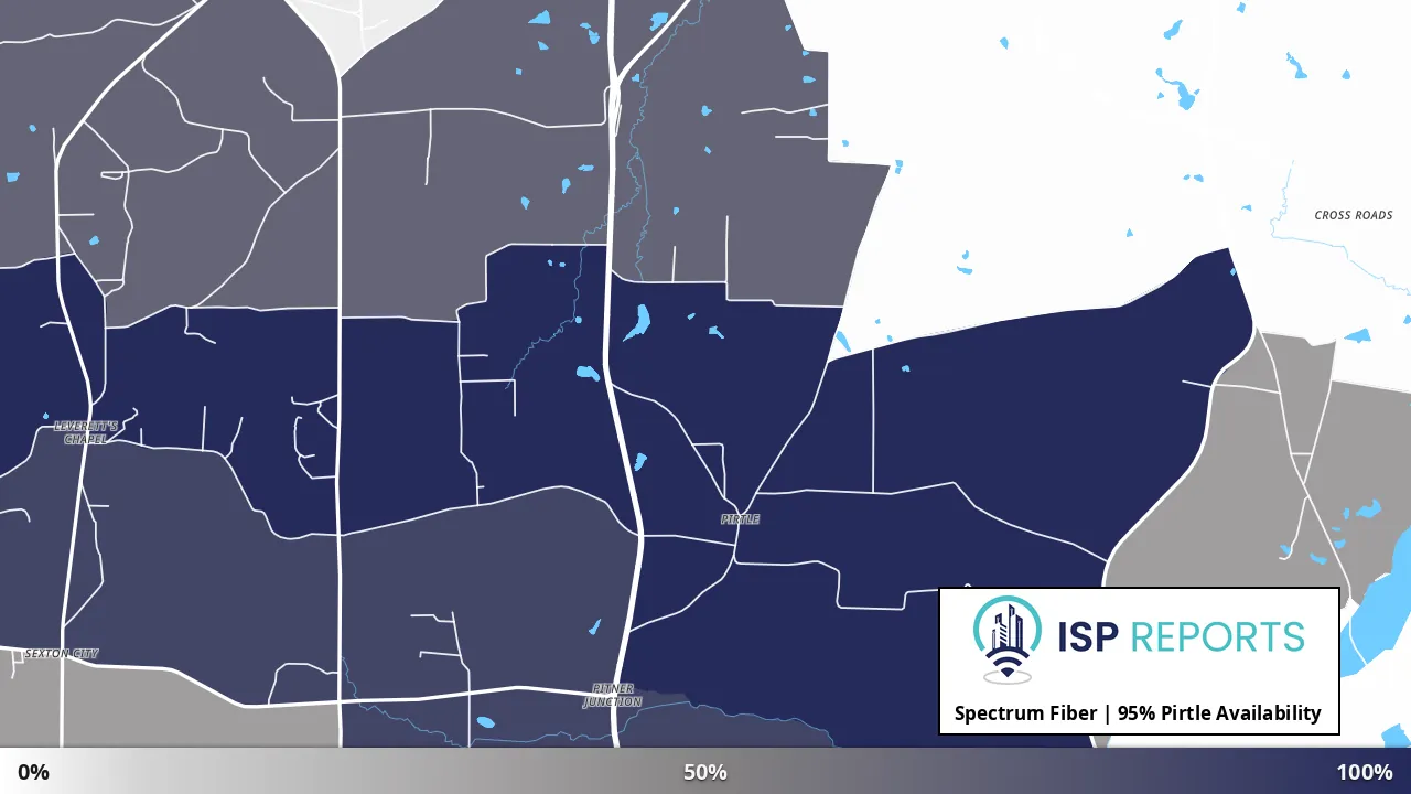 Pirtle, TX map of internet availability