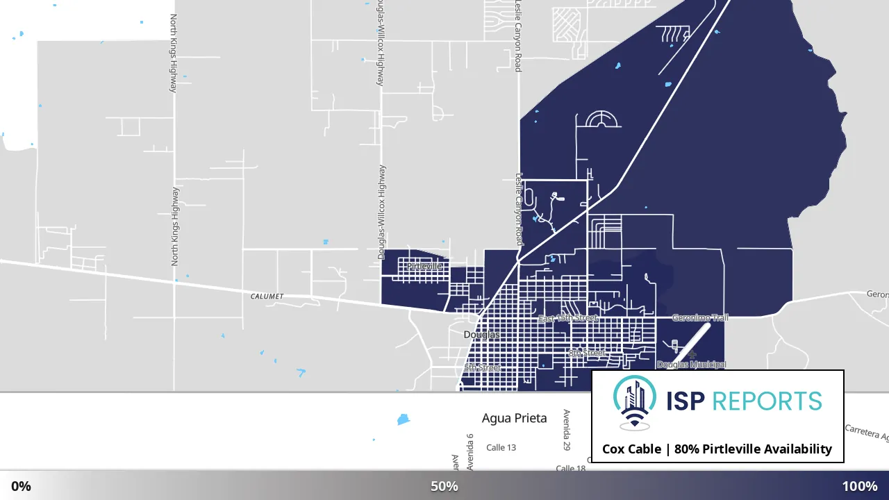 Pirtleville, AZ map of internet availability