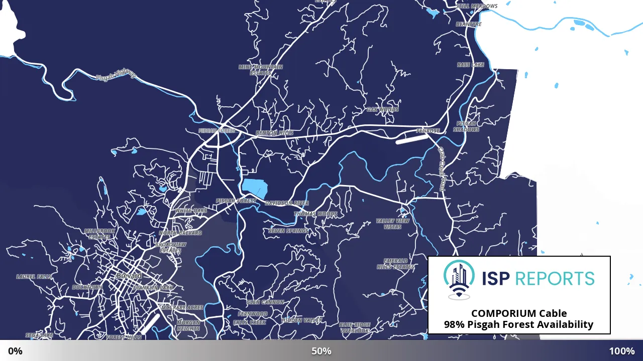Pisgah Forest, NC map of internet availability