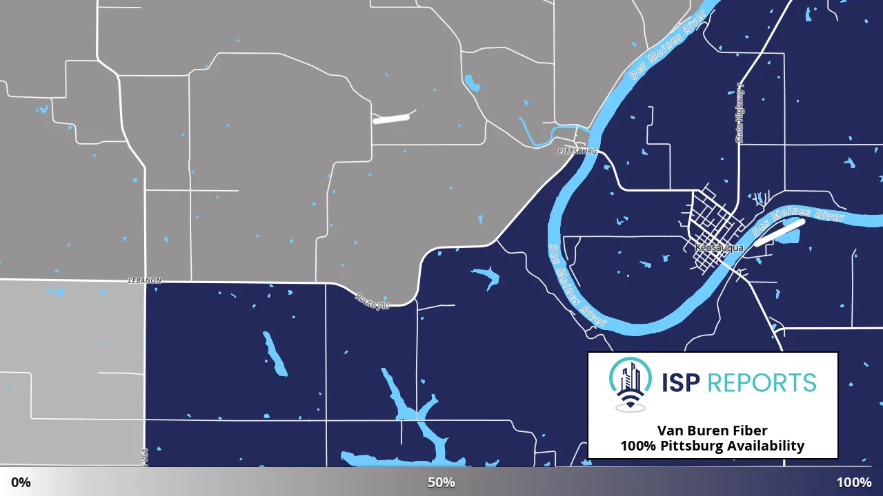Pittsburg, IA map of internet availability