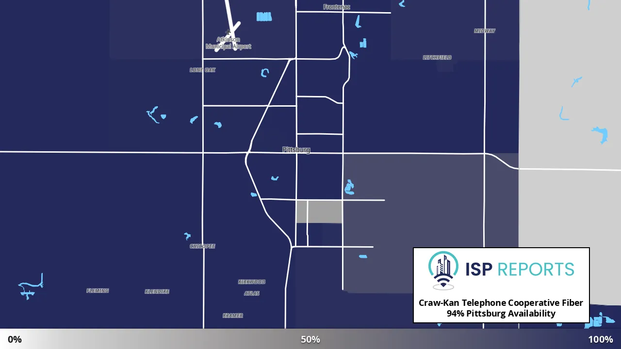Pittsburg, KS map of internet availability