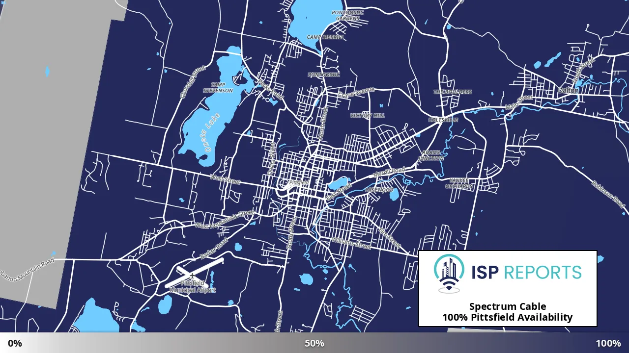 Pittsfield, MA map of internet availability