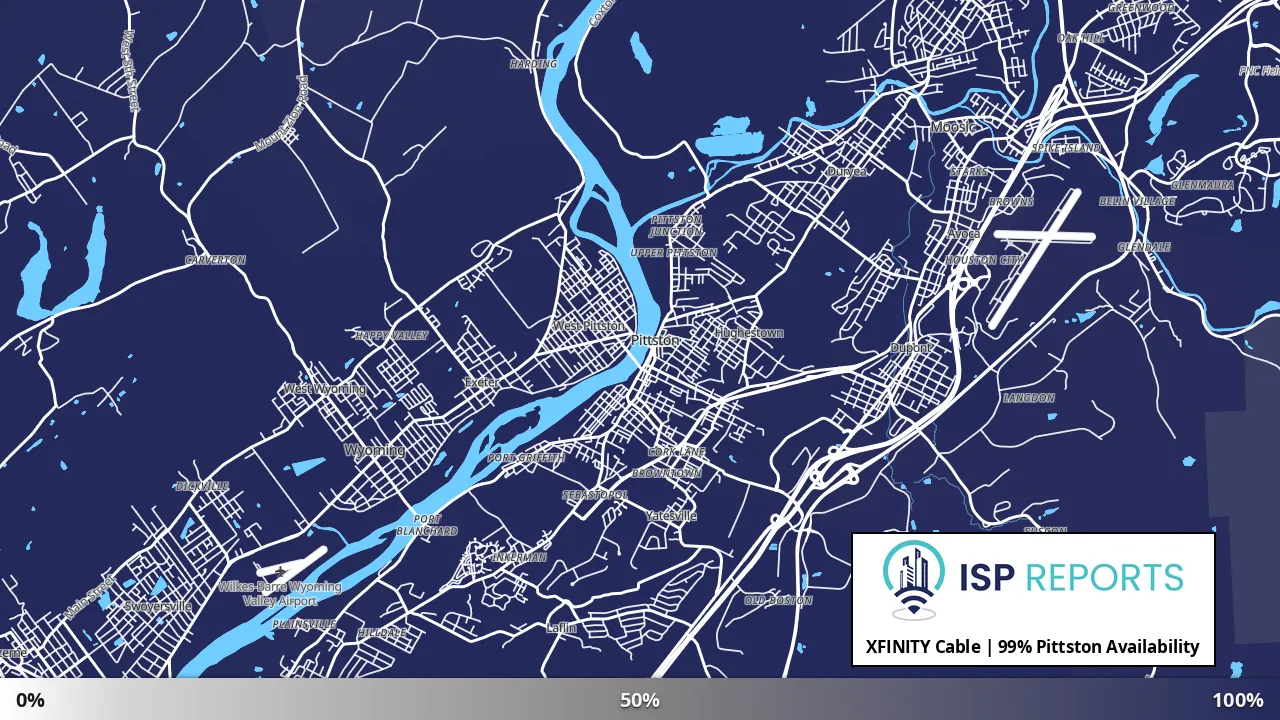 Pittston, PA map of internet availability
