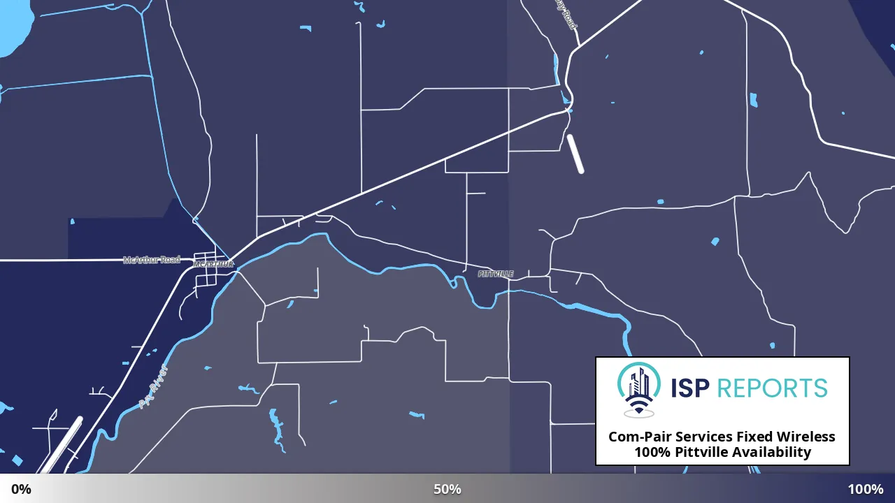 Pittville, CA map of internet availability