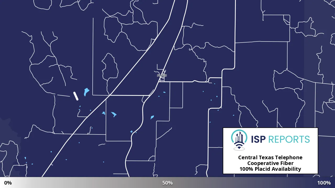 Placid, TX map of internet availability