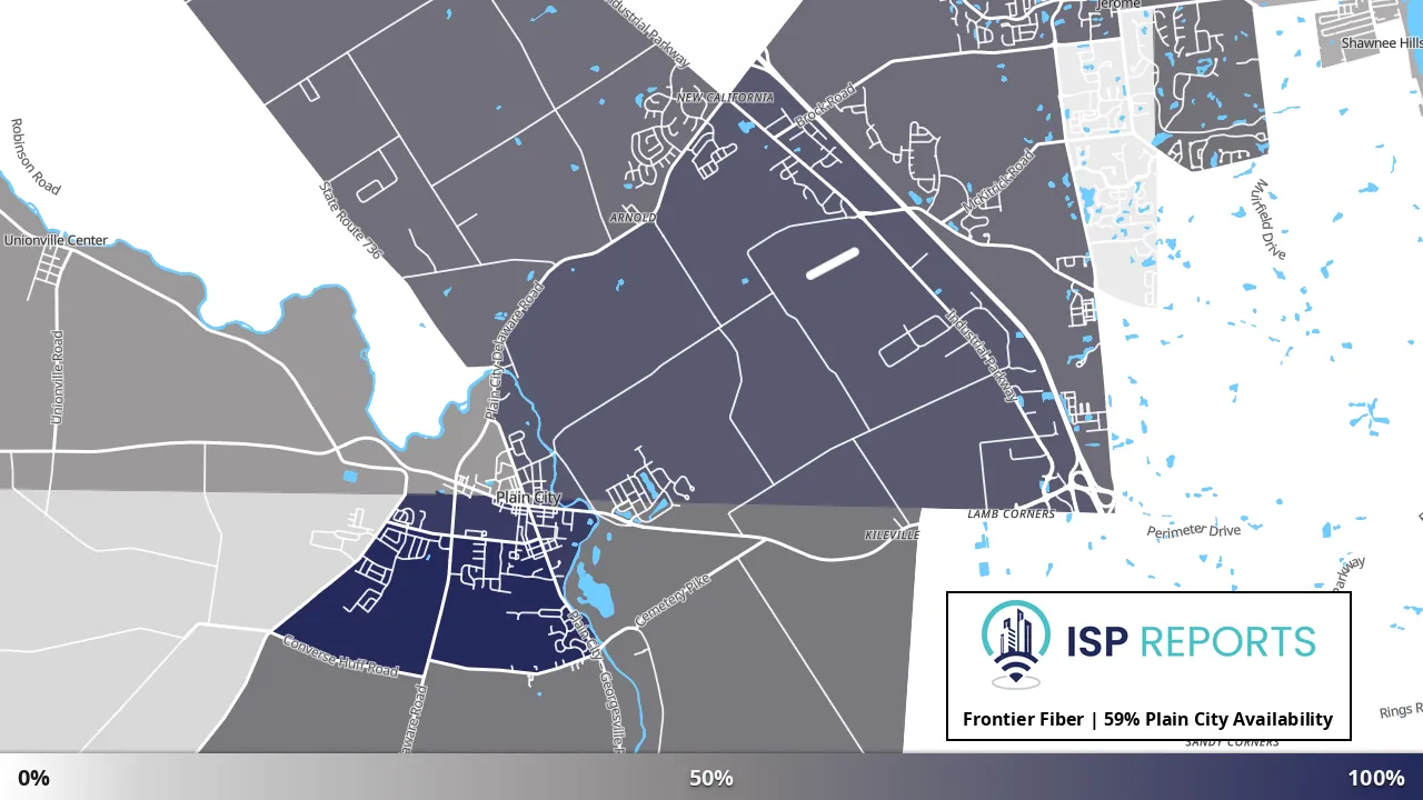 Plain City, OH map of internet availability