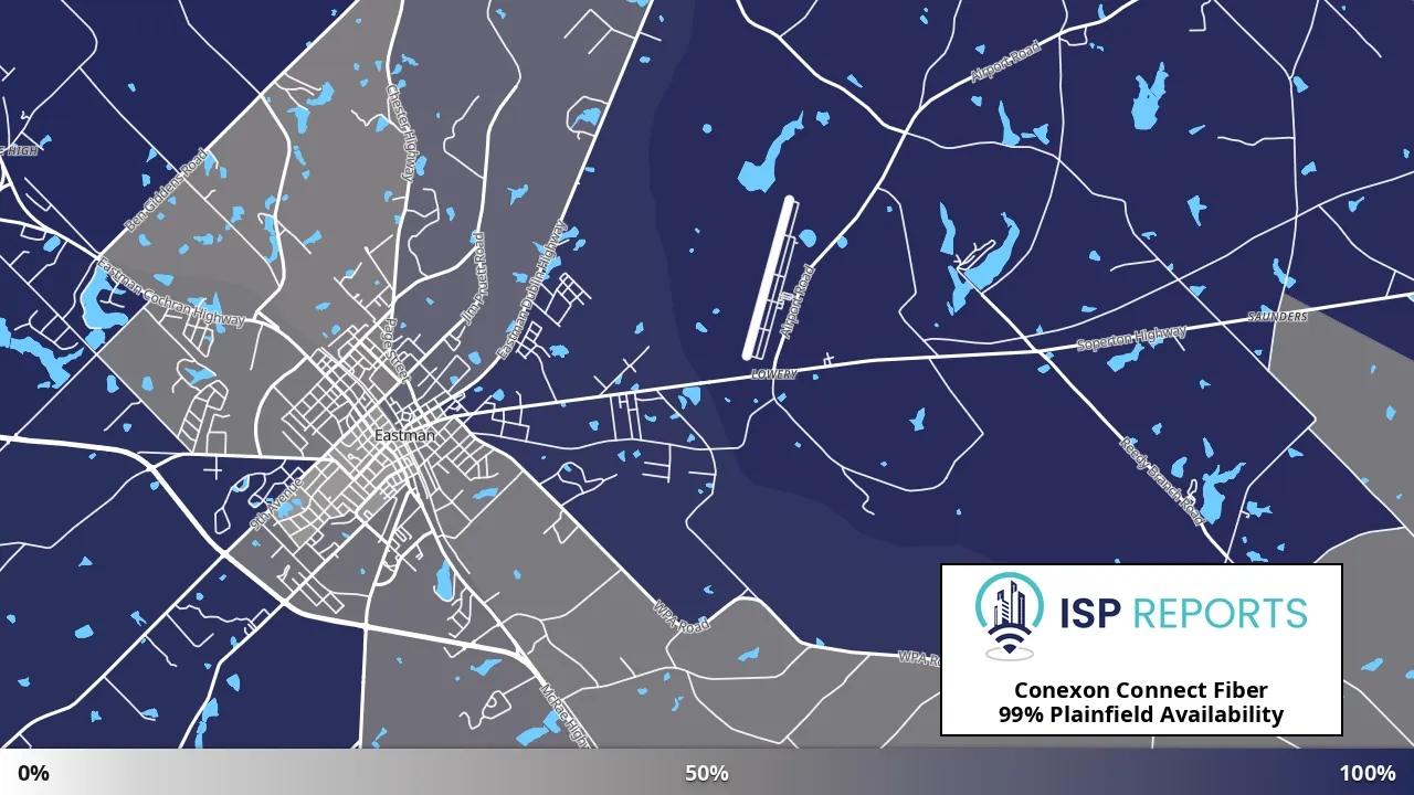 Plainfield, GA map of internet availability