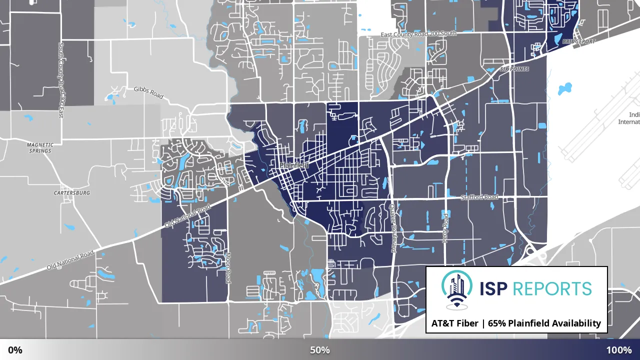 Plainfield, IN map of internet availability