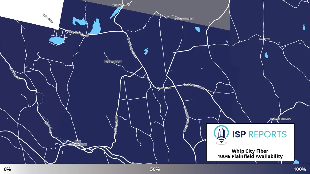 Plainfield, MA map of internet availability