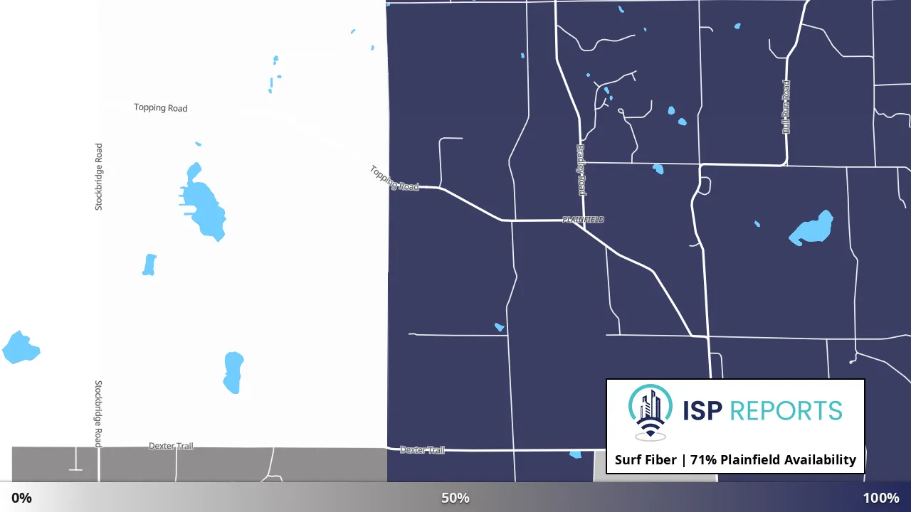 Plainfield, MI map of internet availability