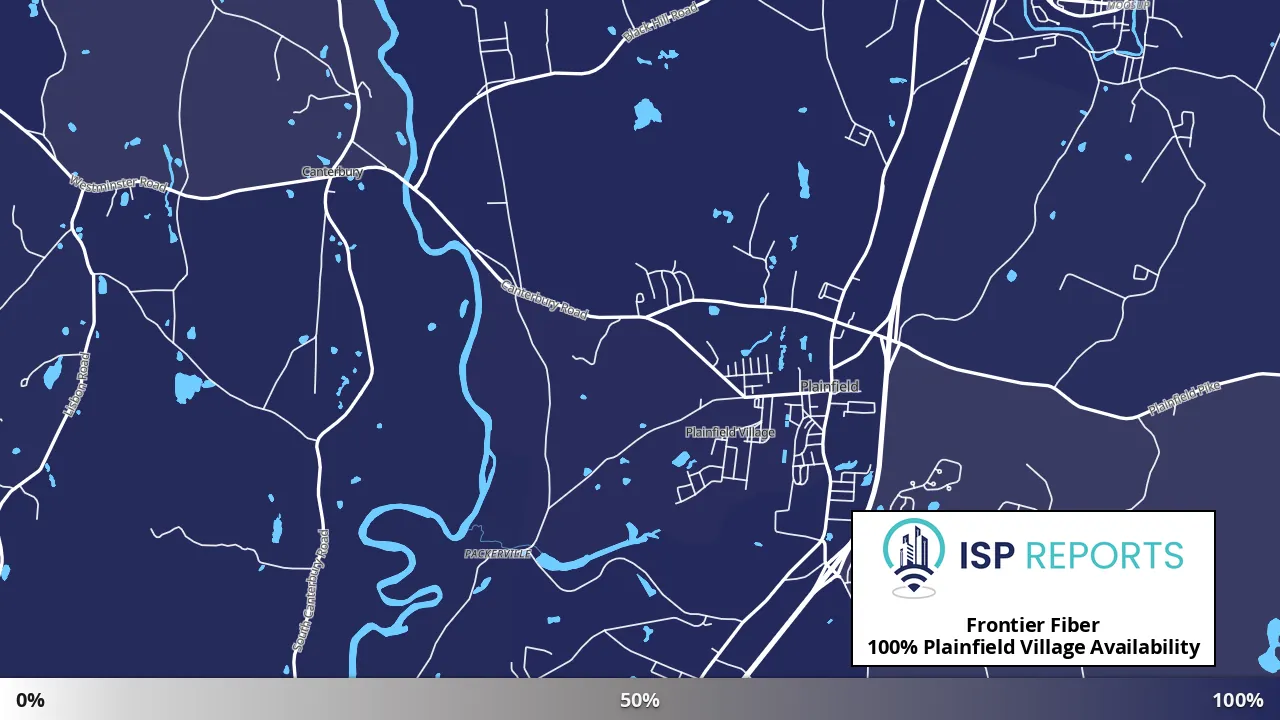 Plainfield Village, CT map of internet availability